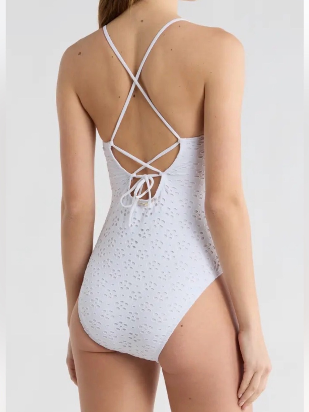 Betsey Johnson one piece Eyelet cut out Swimsuit size S new - Picture 2 of 3